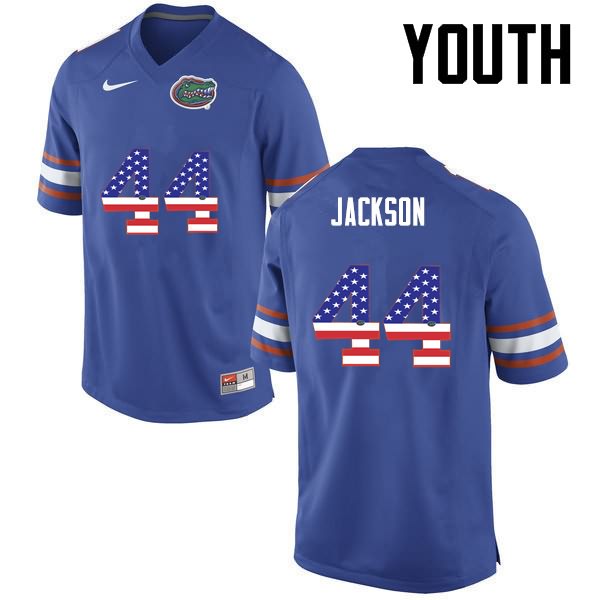 NCAA Florida Gators Rayshad Jackson Youth #44 USA Flag Fashion Nike Blue Stitched Authentic College Football Jersey VXS7564YJ